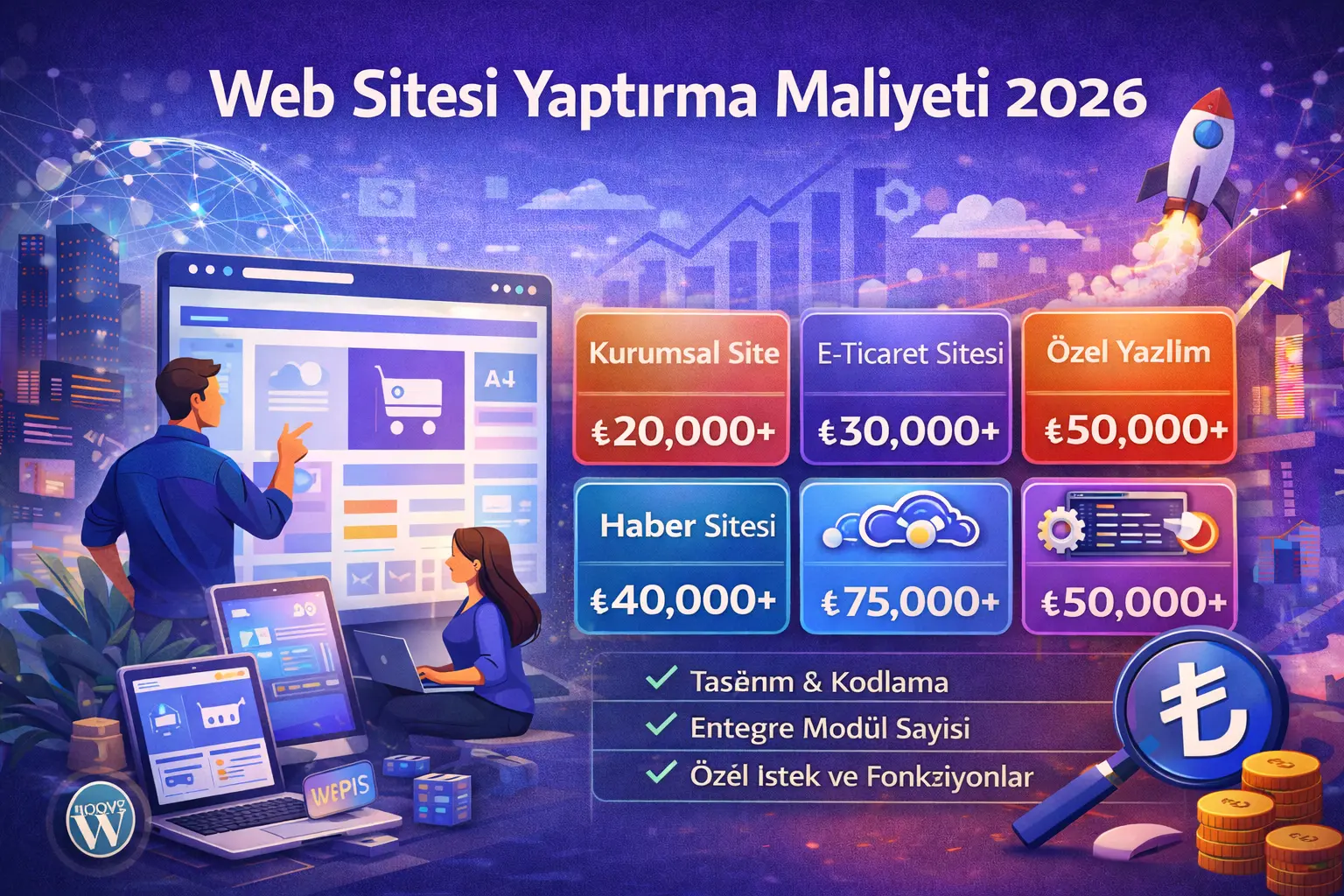 2026 yılında web sitesi yaptırma maliyeti ve internet sitesi kurma maliyeti kalemleri